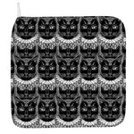 Black And White Gothic Wiccan Cat Print Hand Towel