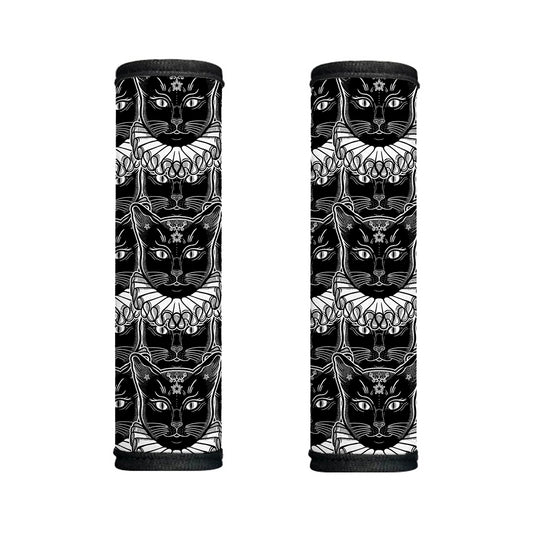 Black And White Gothic Wiccan Cat Print Handle Covers