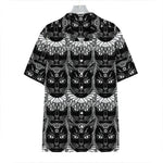 Black And White Gothic Wiccan Cat Print Hawaiian Shirt