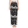 Black And White Gothic Wiccan Cat Print High Slit Maxi Skirt