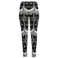 Black And White Gothic Wiccan Cat Print High-Waisted Pocket Leggings