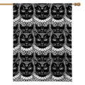 Black And White Gothic Wiccan Cat Print House Flag