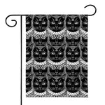 Black And White Gothic Wiccan Cat Print House Flag