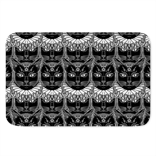 Black And White Gothic Wiccan Cat Print Indoor Door Mat
