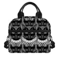 Black And White Gothic Wiccan Cat Print Insulated Lunch Bag