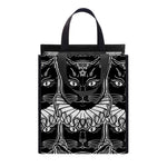 Black And White Gothic Wiccan Cat Print Insulated Lunch Tote