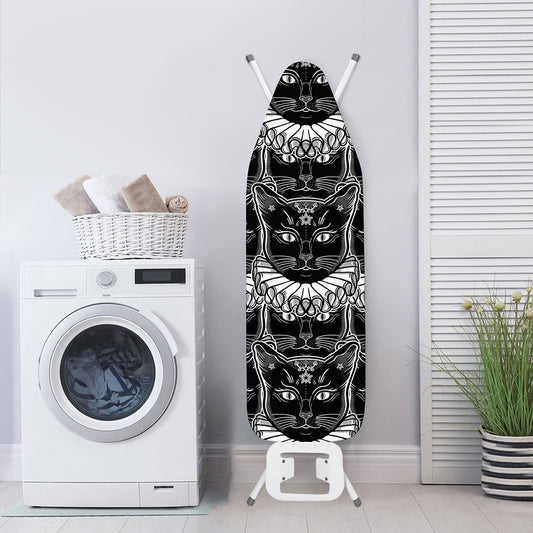 Black And White Gothic Wiccan Cat Print Ironing Board Cover