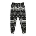 Black And White Gothic Wiccan Cat Print Jogger Pants