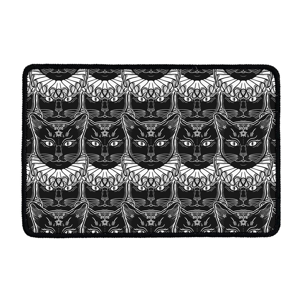 Black And White Gothic Wiccan Cat Print Kitchen Mat