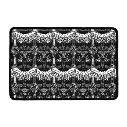 Black And White Gothic Wiccan Cat Print Kitchen Mat