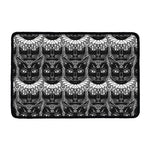 Black And White Gothic Wiccan Cat Print Kitchen Mat
