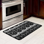Black And White Gothic Wiccan Cat Print Kitchen Mat