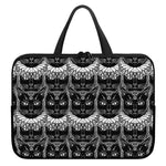 Black And White Gothic Wiccan Cat Print Laptop Sleeve With Handle