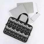 Black And White Gothic Wiccan Cat Print Laptop Sleeve With Handle
