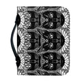 Black And White Gothic Wiccan Cat Print Leather Bible Cover