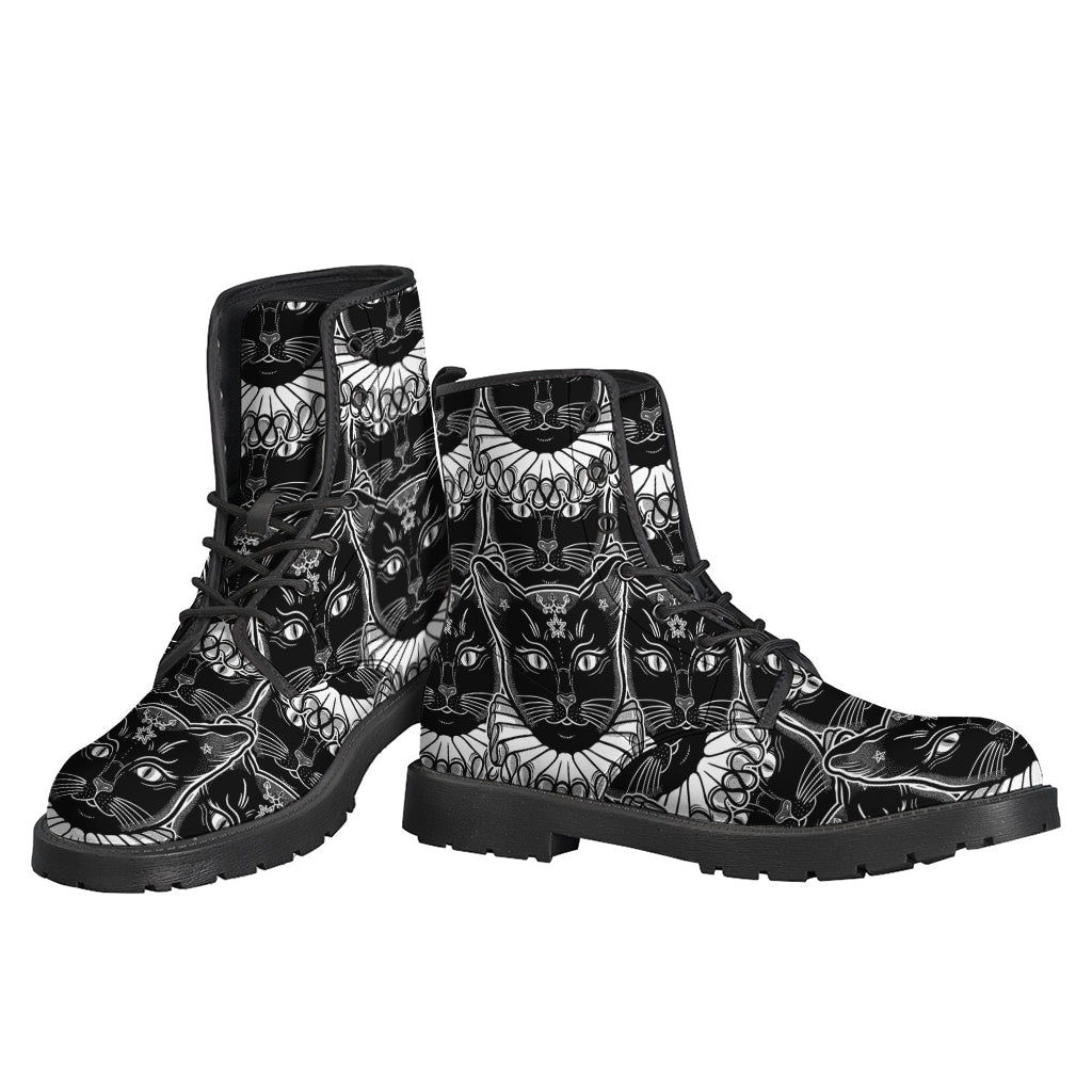Black And White Gothic Wiccan Cat Print Backpack