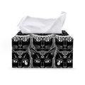 Black And White Gothic Wiccan Cat Print Leather Tissue Box Cover