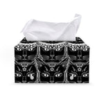 Black And White Gothic Wiccan Cat Print Leather Tissue Box Cover