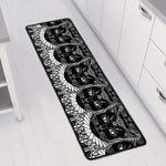 Black And White Gothic Wiccan Cat Print Long Kitchen Mat