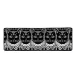 Black And White Gothic Wiccan Cat Print Long Kitchen Mat
