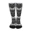 Black And White Gothic Wiccan Cat Print Long Socks