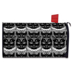 Black And White Gothic Wiccan Cat Print Mailbox Cover