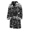 Black And White Gothic Wiccan Cat Print Men's Bathrobe