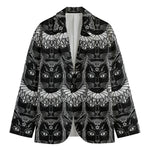 Black And White Gothic Wiccan Cat Print Men's Blazer