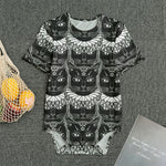Black And White Gothic Wiccan Cat Print Men's Bodysuit