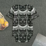 Black And White Gothic Wiccan Cat Print Men's Bodysuit