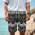 Black And White Gothic Wiccan Cat Print Men's Cargo Shorts