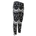 Black And White Gothic Wiccan Cat Print Men's Compression Pants