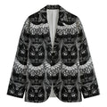 Black And White Gothic Wiccan Cat Print Men's Cotton Blazer