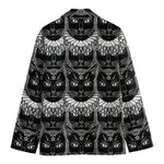 Black And White Gothic Wiccan Cat Print Men's Cotton Blazer