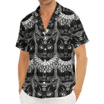 Black And White Gothic Wiccan Cat Print Men's Deep V-Neck Shirt