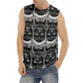 Black And White Gothic Wiccan Cat Print Men's Fitness Tank Top