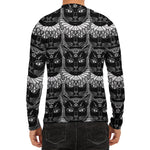 Black And White Gothic Wiccan Cat Print Men's Long Sleeve Rash Guard