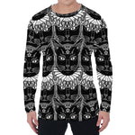 Black And White Gothic Wiccan Cat Print Men's Long Sleeve T-Shirt