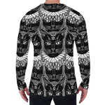 Black And White Gothic Wiccan Cat Print Men's Long Sleeve T-Shirt