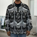 Black And White Gothic Wiccan Cat Print Men's Shirt Jacket