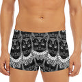 Black And White Gothic Wiccan Cat Print Men's Short Boxer Briefs