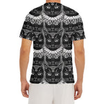 Black And White Gothic Wiccan Cat Print Men's Short Sleeve Rash Guard