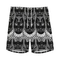 Black And White Gothic Wiccan Cat Print Men's Athletic Shorts