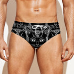 Black And White Gothic Wiccan Cat Print Men's Swim Briefs