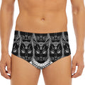 Black And White Gothic Wiccan Cat Print Men's Triangle Swim Briefs