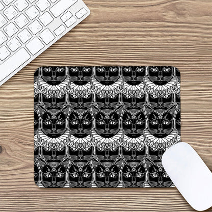 Black And White Gothic Wiccan Cat Print Mouse Pad