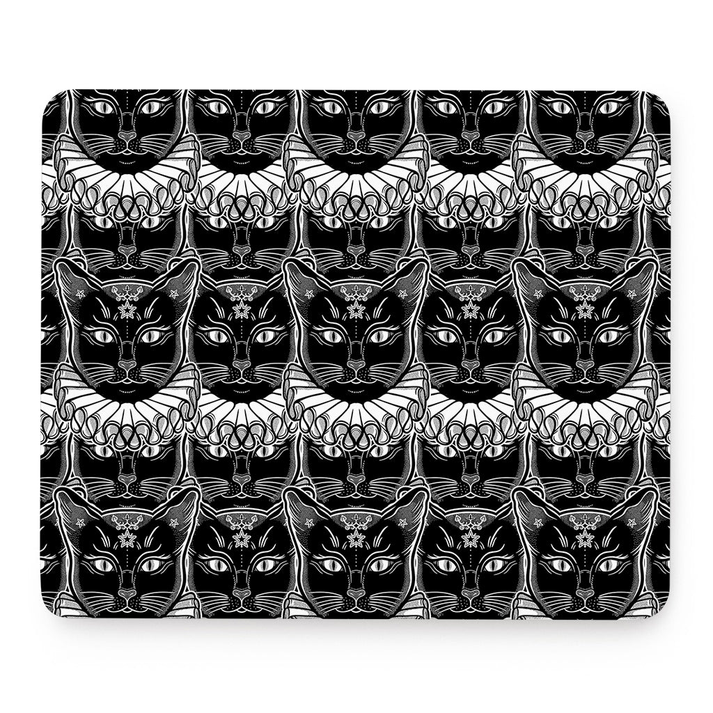 Black And White Gothic Wiccan Cat Print Mouse Pad
