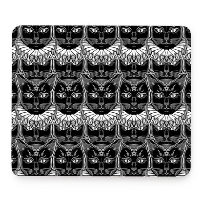 Black And White Gothic Wiccan Cat Print Mouse Pad