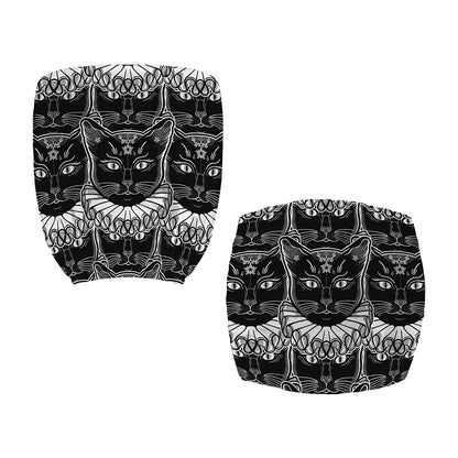 Black And White Gothic Wiccan Cat Print Office Chair Cover