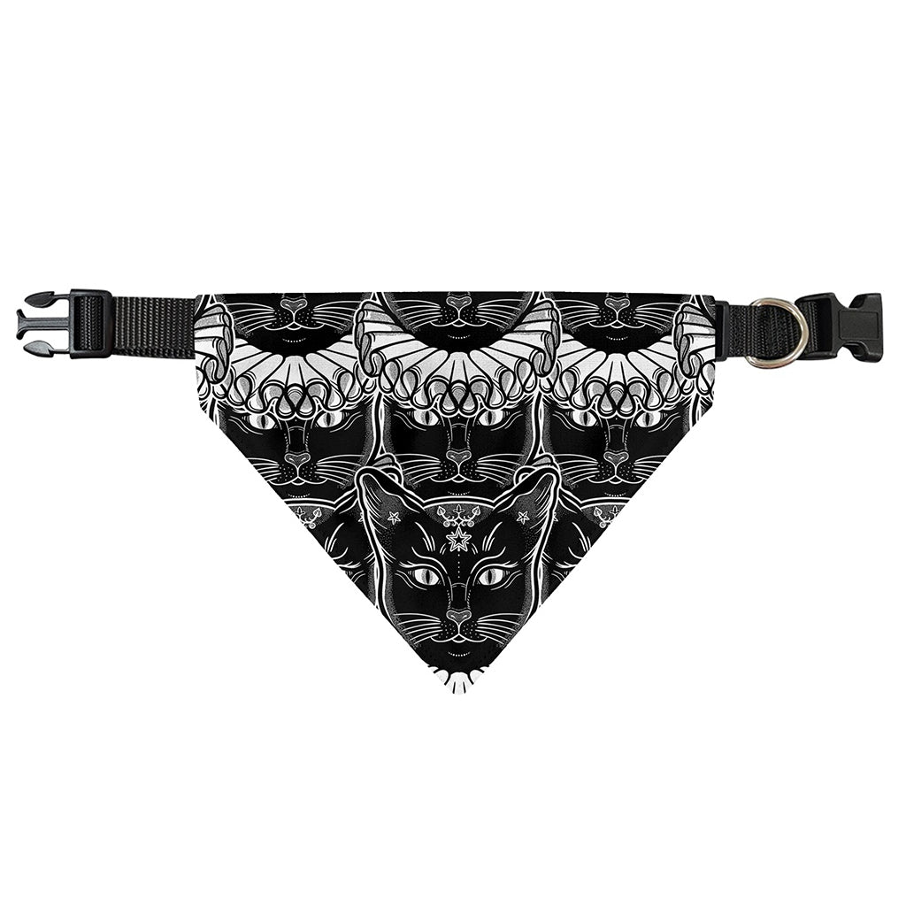 Black And White Gothic Wiccan Cat Print Over The Collar Dog Bandana